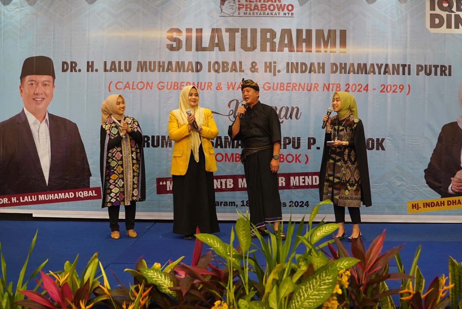 Bakal calon Gubernur Lalu Muhammad Iqbal, dan bakal calon Wakil Gubernur NTB, Indah Damayanti Putri (Iqbal-Dinda) bersama Forum bersama Pengurus Rombo Lombok. (Sumber Tim LMI)