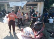 Bhabinkamtibmas Desa Tirtanadi Monitoring Pemotongan dan Pembagian Daging Qurban