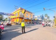 POLRES DOMPU GELAR PENGAMANAN CAR FREE DAY, SAT LANTAS PASTIKAN KEAMANAN DAN KELANCARAN ARUS LALU LINTAS